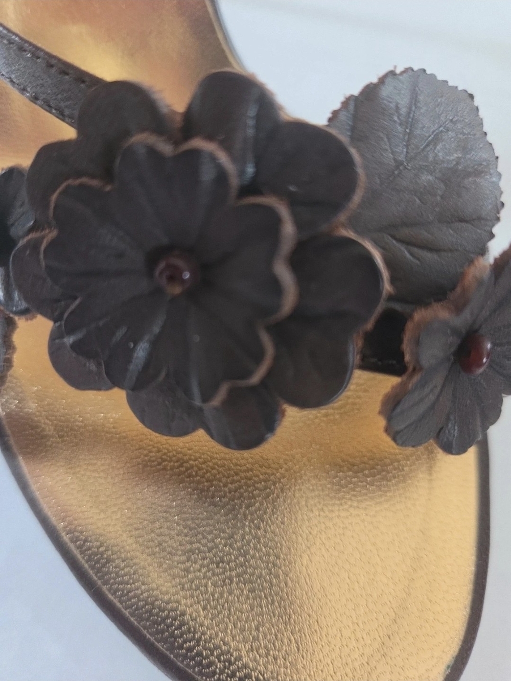 DOLCE & GABBANA Brown Flower Strappy Women’s Sandals - Picture 6 of 9